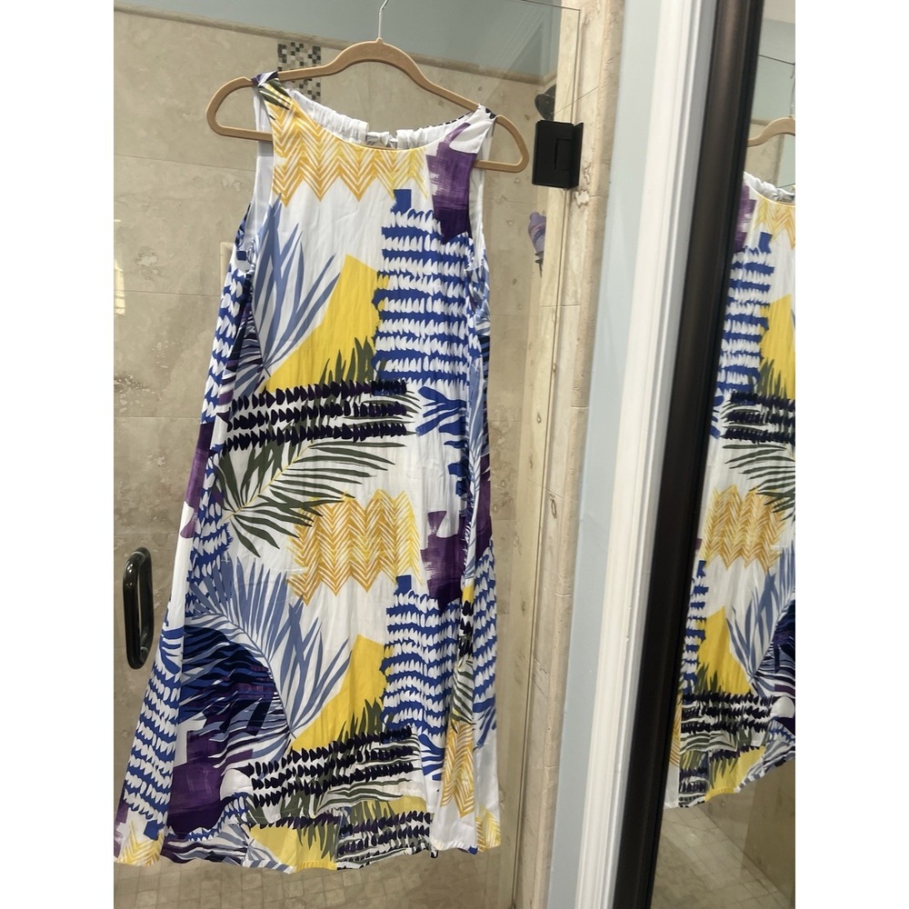 Chicos Tie Back Trapeze Midi Dress Multicolor Size 0 US 4 Resort Summer Swing
